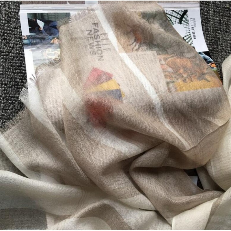 Pure Cashmere Scarves Khaki Plaid Women Fashional Winter Scarf